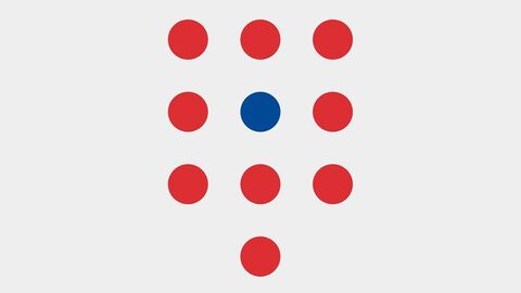 Logo des Digitalen Service Points Drei rote Punkte, darunter ein roter, ein blauer und ein roter Punkt, darunter drei rote Punkte, darunter unter dem mittleren ein weiterer roter Punkt; alle regelmäßig angeordnet.